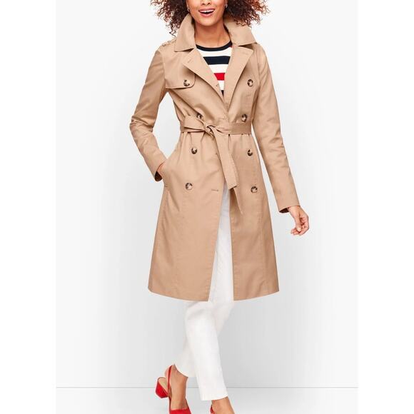 Talbots Jackets & Blazers - Talbots Double Breasted Trench Coat NWOT Sz M Belted Lined Tan Classic Timeless